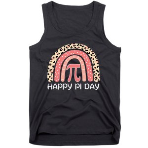 Leopard Happy Pi Day Math 3.14 Symbol Rainbow Tank Top