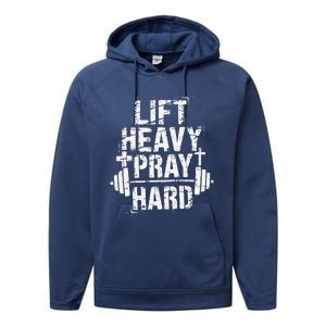 Lift Heavy Pray Hard Gym Christian Jesus Lover Performance Fleece Hoodie