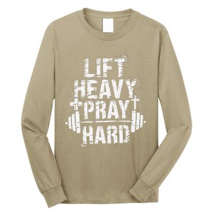 Lift Heavy Pray Hard Gym Christian Jesus Lover Long Sleeve Shirt