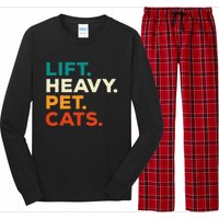 Lift Heavy Pet Cats Funny Gym Workout Weight Lifter Long Sleeve Pajama Set