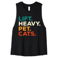 Lift Heavy Pet Cats Funny Gym Workout Weight Lifter Women's Racerback Cropped Tank