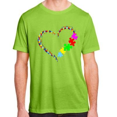 Love Heart Puzzle Piece Gift Women Gift Autism Awareness Adult ChromaSoft Performance T-Shirt