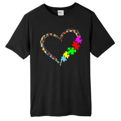 Love Heart Puzzle Piece Gift Women Gift Autism Awareness Tall Fusion ChromaSoft Performance T-Shirt