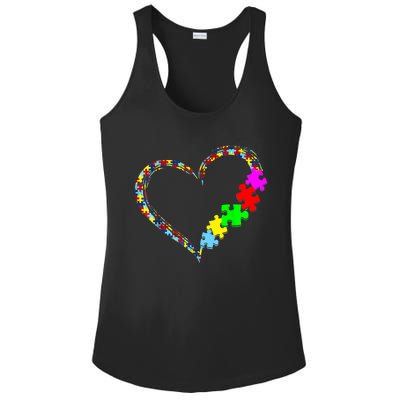 Love Heart Puzzle Piece Gift Women Gift Autism Awareness Ladies PosiCharge Competitor Racerback Tank