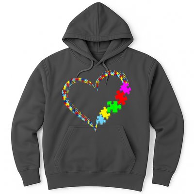 Love Heart Puzzle Piece Gift Women Gift Autism Awareness Hoodie