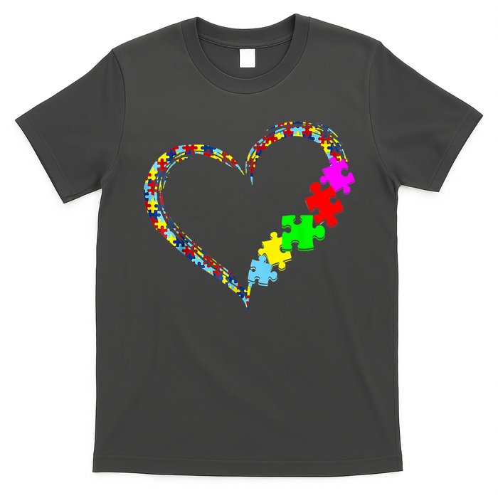 Love Heart Puzzle Piece Gift Women Gift Autism Awareness T-Shirt