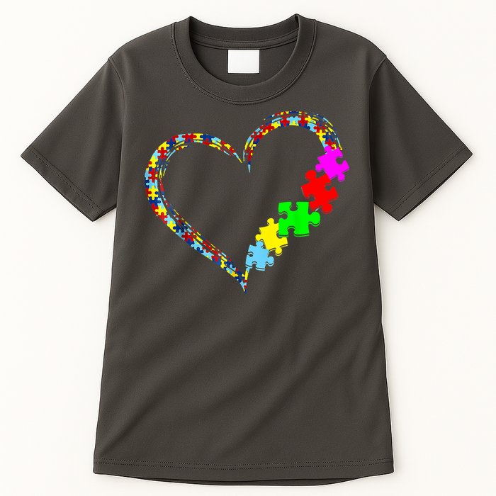 Love Heart Puzzle Piece Gift Women Gift Autism Awareness Tall T-Shirt