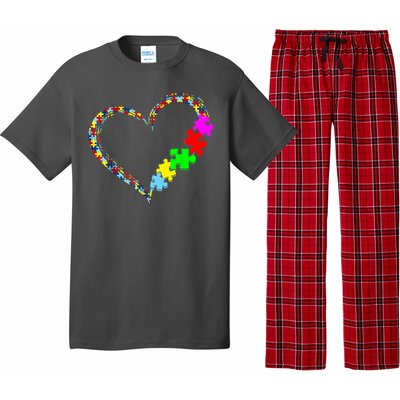 Love Heart Puzzle Piece Gift Women Gift Autism Awareness Pajama Set