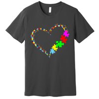 Love Heart Puzzle Piece Gift Women Gift Autism Awareness Premium T-Shirt