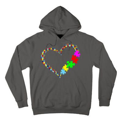 Love Heart Puzzle Piece Gift Women Gift Autism Awareness Tall Hoodie