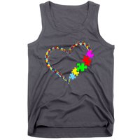 Love Heart Puzzle Piece Gift Women Gift Autism Awareness Tank Top