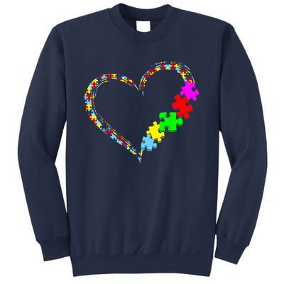 Love Heart Puzzle Piece Gift Women Gift Autism Awareness Sweatshirt