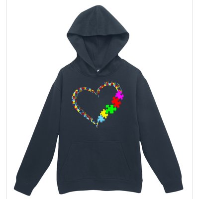 Love Heart Puzzle Piece Gift Women Gift Autism Awareness Urban Pullover Hoodie