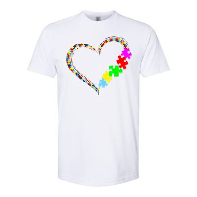 Love Heart Puzzle Piece Gift Women Gift Autism Awareness Softstyle CVC T-Shirt