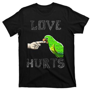 Love Hurts Parrot Biting Finger Funny Pet Bird Lover T-Shirt