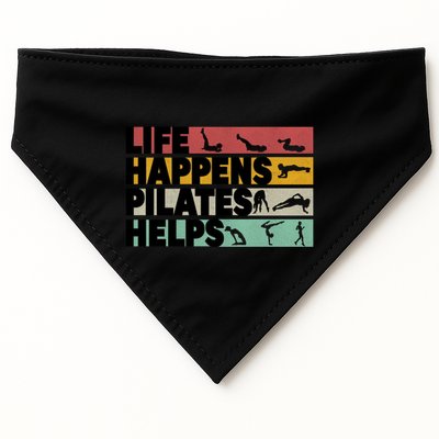 Life Happens Pilates Helps For Pilates Lover Gift USA-Made Doggie Bandana