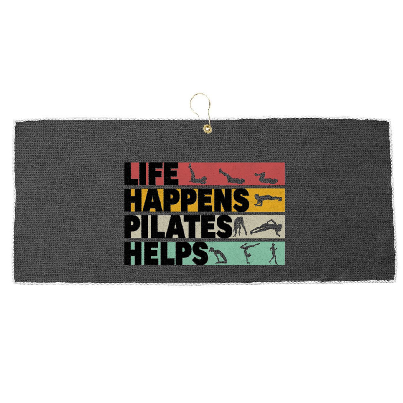 Life Happens Pilates Helps For Pilates Lover Gift Large Microfiber Waffle Golf Towel