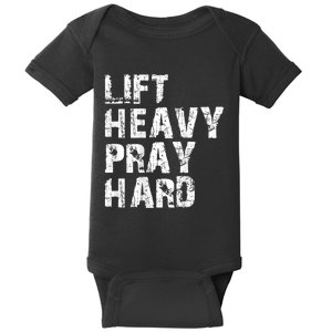 Lift Heavy Pray Hard Gym Christian Gift For Christian Baby Bodysuit