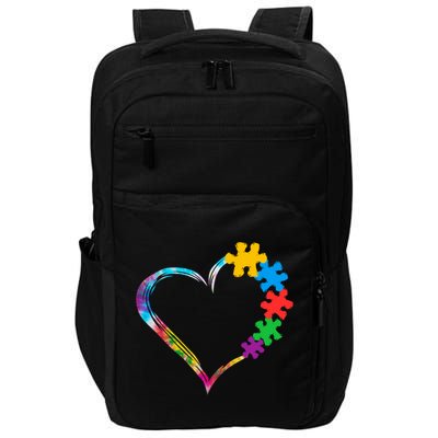 Love Heart Puzzle Pieces Tie Dye Autism Awareness Mom Dad Funny Gift Impact Tech Backpack