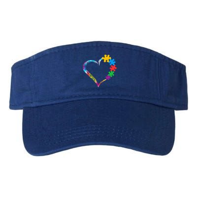 Love Heart Puzzle Pieces Tie Dye Autism Awareness Mom Dad Funny Gift Visor