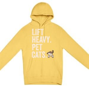 Lift Heavy Pet Cats Funny Gym Workout Premium Pullover Hoodie