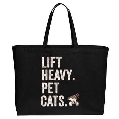 Lift Heavy Pet Cats Funny Gym Workout Cotton Canvas Jumbo Tote