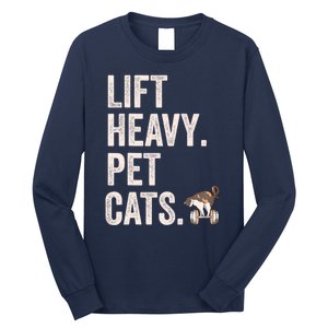 Lift Heavy Pet Cats Funny Gym Workout Long Sleeve Shirt