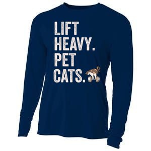 Lift Heavy Pet Cats Funny Gym Workout Cooling Performance Long Sleeve Crew