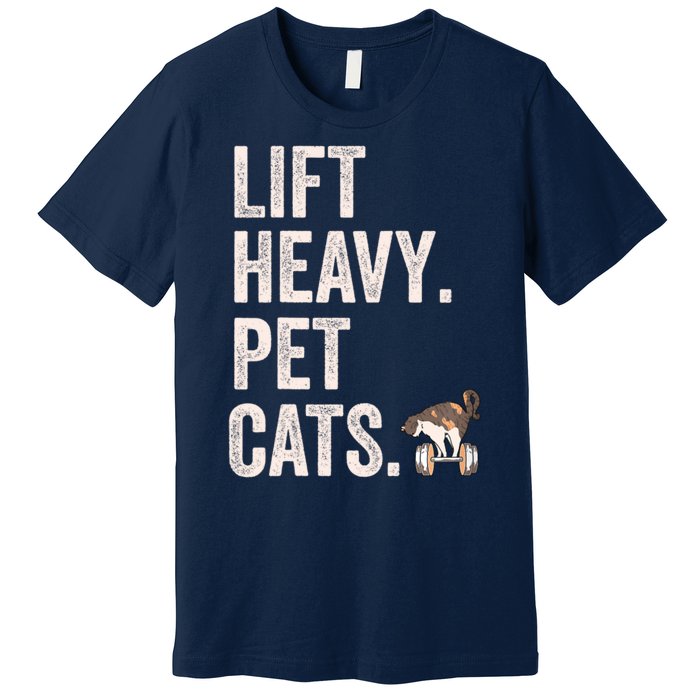 Lift Heavy Pet Cats Funny Gym Workout Premium T-Shirt