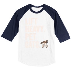 Lift Heavy Pet Cats Funny Gym Workout Baseball Sleeve Shirt