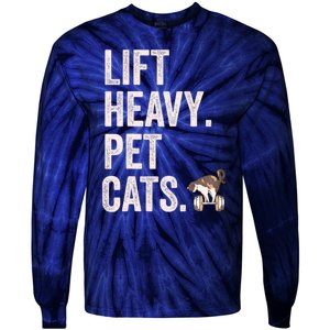 Lift Heavy Pet Cats Funny Gym Workout Tie-Dye Long Sleeve Shirt