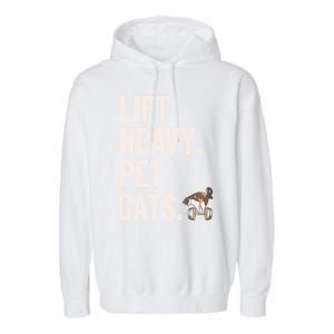 Lift Heavy Pet Cats Funny Gym Workout Garment-Dyed Fleece Hoodie