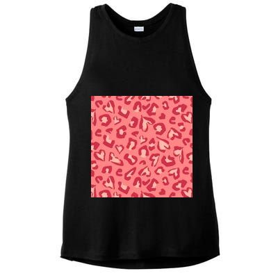 Leopard Heart Pattern Ladies PosiCharge Tri-Blend Wicking Tank