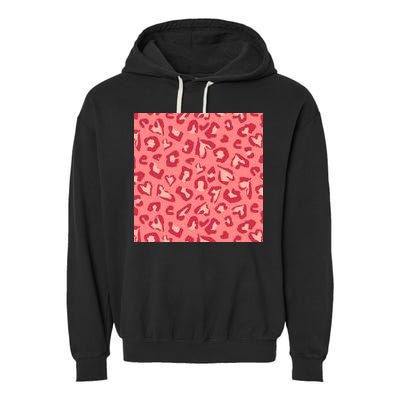 Leopard Heart Pattern Garment-Dyed Fleece Hoodie