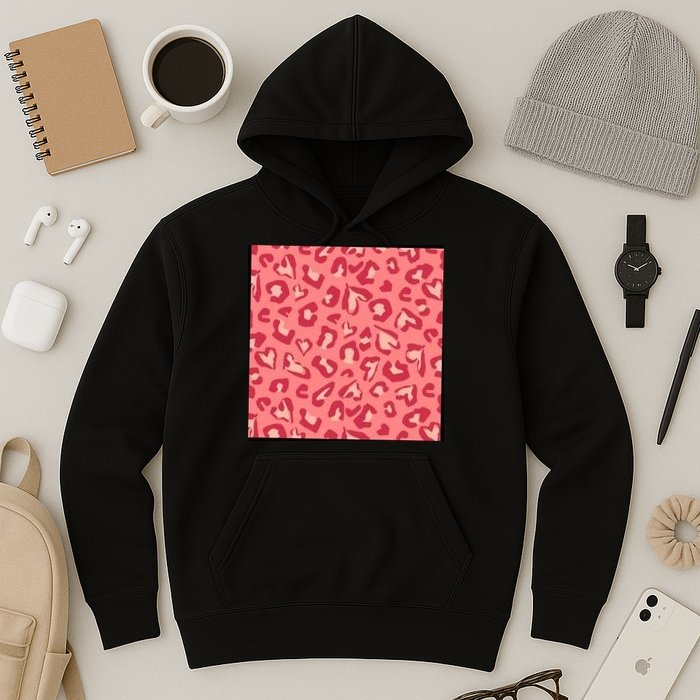 Leopard Heart Pattern Hoodie