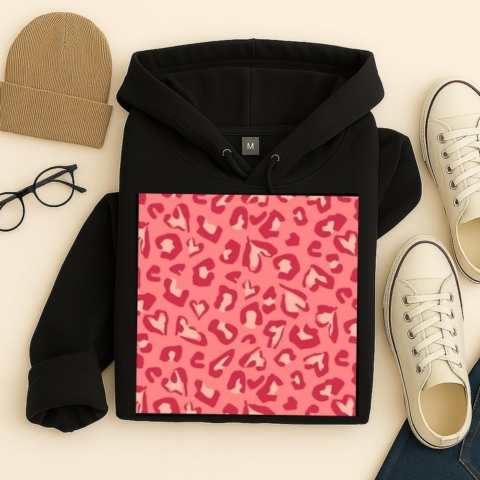 Leopard Heart Pattern Hoodie