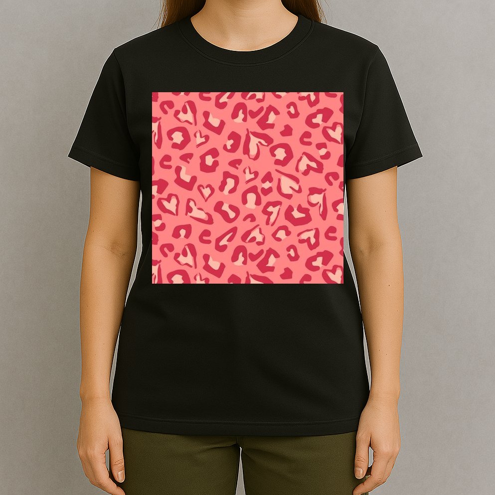 Leopard Heart Pattern T-Shirt