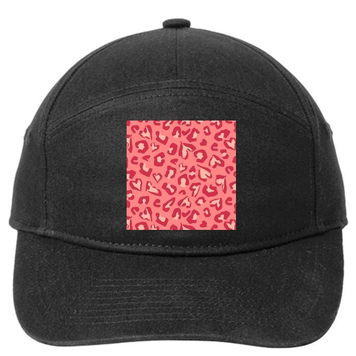 Leopard Heart Pattern 7-Panel Snapback Hat