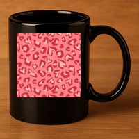 Leopard Heart Pattern 11oz C Handle Ceramic Mug