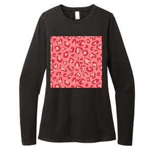 Leopard Heart Pattern Womens CVC Long Sleeve Shirt