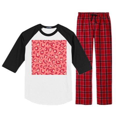 Leopard Heart Pattern Raglan Sleeve Pajama Set