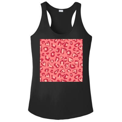 Leopard Heart Pattern Ladies PosiCharge Competitor Racerback Tank