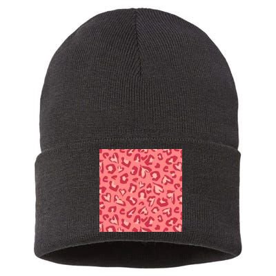 Leopard Heart Pattern Sustainable Knit Beanie