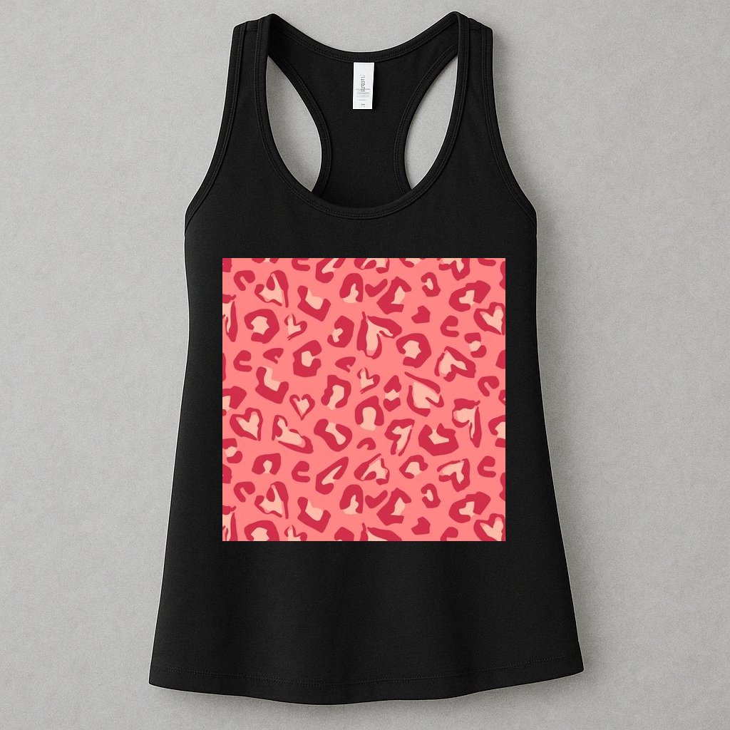 Leopard Heart Pattern Womens Tank Top