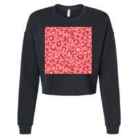 Leopard Heart Pattern Cropped Pullover Crew