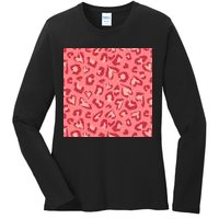Leopard Heart Pattern Ladies Long Sleeve Shirt