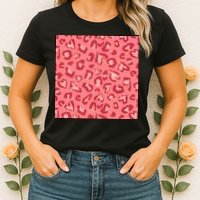 Leopard Heart Pattern Womens T-Shirt