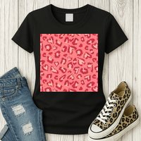 Leopard Heart Pattern Womens T-Shirt