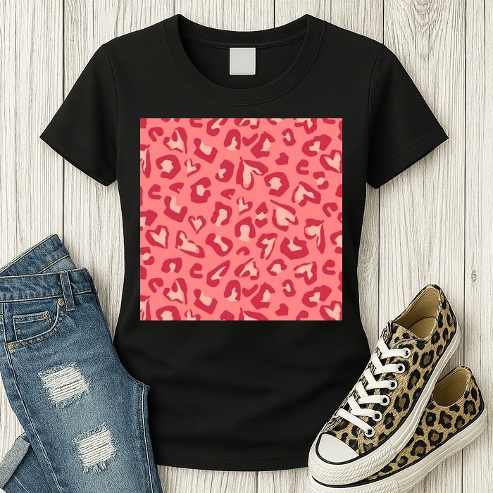 Leopard Heart Pattern Womens T-Shirt