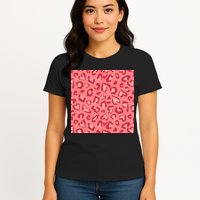 Leopard Heart Pattern Womens T-Shirt